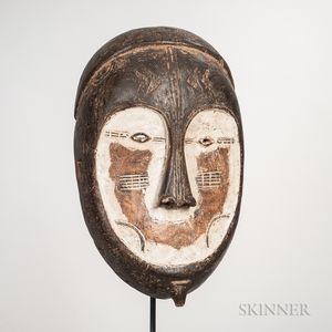 Fang-style Carved Wood Face Mask