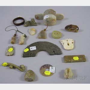 Approximately Eighteen Assorted Jade and Stone Carved Items
