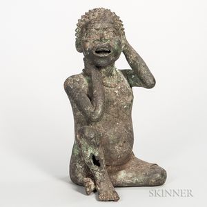 Contemporary African Bronze Figure of a Seated Child