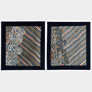 Pair of Chinese Silk Embroidered Fragments