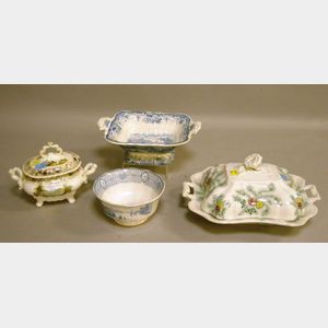 Four Assorted Transfer Decorated Staffordshire Tableware Items