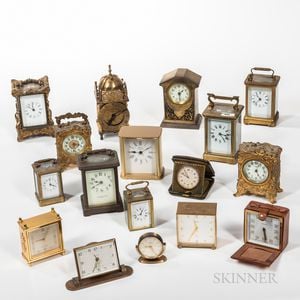 Seventeen American and European Carriage, Travel, and Desk Clocks