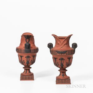 Pair of Wedgwood Rosso Antico Egyptian Vases