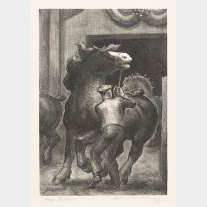 John Steuart Curry (American, 1897-1946) Prize Stallions