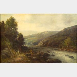 Ludwig Fischer (Austrian, 1825-1893) Rapids in a Mountain Valley