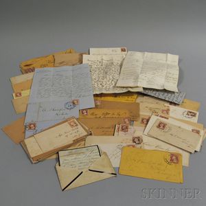 Small Collection of 1850s and 1860s United States Stamped Letters and Envelopes
