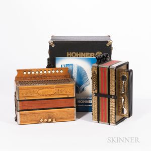 Two Hohner One-row Diatonic Button Accordions
