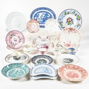 Group of Lustreware and Transferware