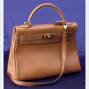 Gold Courcheval Leather "Kelly" Handbag, Hermes