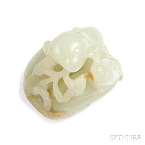 Nephrite Jade Carving of a Pig with Piglet