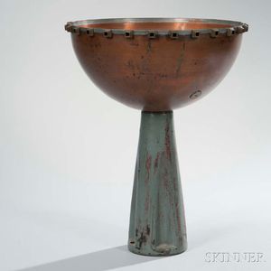 Cast Iron and Copper Basin on Stand