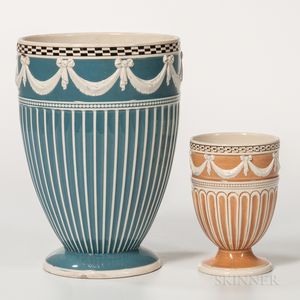 Two Glazed White Terra-cotta Vases