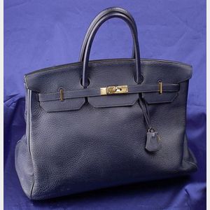 Indigo Togo Leather "Birkin" Handbag, Hermes