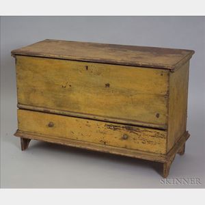 Yellow-painted Pine Chest over Drawer