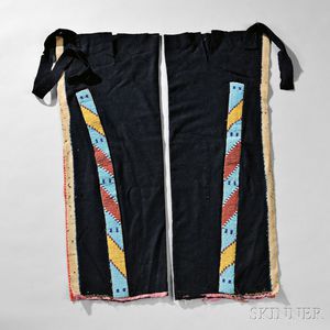 Pair of Northern Plains Blue Trade Cloth Leggings
