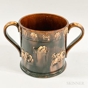 Large Rockingham-glazed Two-handled Ceramic Cup