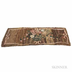 Hooked Hearth Rug with a Vase of Flowers