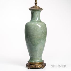 Crackle-glazed Celadon Lamp Vase