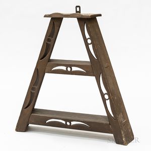 Country Brown-painted Wood Two-tier Hanging Shelf