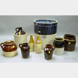 Nine Pieces of Assorted Domestic Glazed Stoneware