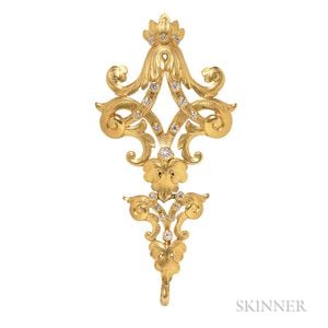 Antique 18kt Gold and Diamond Chatelaine Brooch, Tiffany & Co.