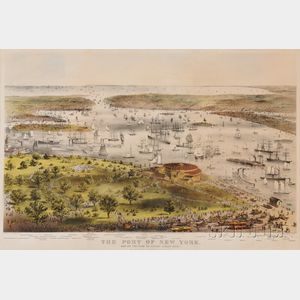 Currier & Ives, publishers (American, 1857-1907) The Port of New York, Bird's-Eye View From the Battery, Looking South.