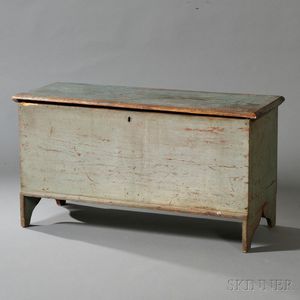 Gray/Blue-painted Pine Blanket Chest