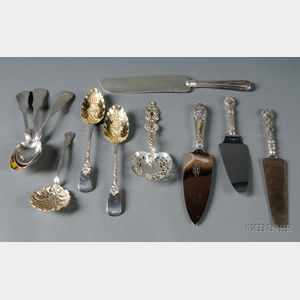 Group of Eleven Silver Flatware Serving Pieces