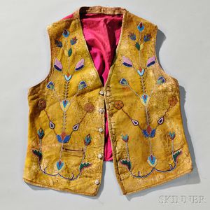 Northern Plains Beaded Hide and Cloth Vest