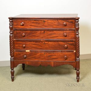 Late Federal Carved Mahogany and Mahogany Veneer Chest of Drawers