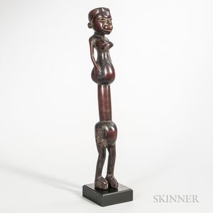 Makonde-style Carved Wood Figural Scepter