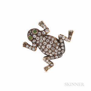 Antique Gold and Diamond Frog Brooch
