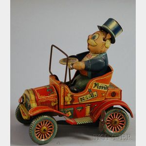 Japanese "Grandpa's New Car" Lithographed Tin Toy Car