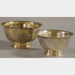 Two Small Sterling Silver Revere-type Footed Bowls