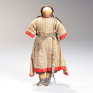 Plains Beaded Cloth and Hide Doll