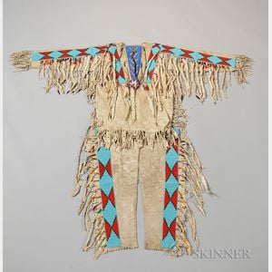 Blackfeet Chief's Beaded Hide Shirt and Leggings