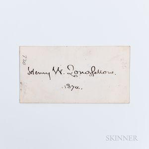 Longfellow, Henry Wadsworth (1807-1882) Signed Card, 1874.