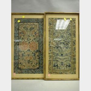 Two Framed Chinese Embroidered Silk Panels.