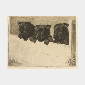Morgan Dennis (American, 1892-1960) The Three Graces/A Portrait of Black Puppies