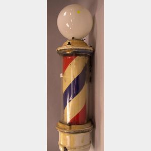 Electric Enameled Metal Wall Barber Pole.