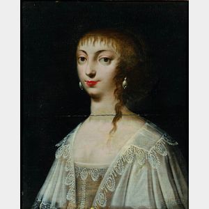 European School, 17th Century Two Engagement Portraits: Woman in White