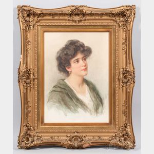 Vittorio Tessari (Italian, 1860-1940) Portrait of a Dark-haired Young Woman