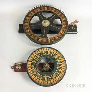 Two Polychrome Wood Wall-mounted Wheels of Chance