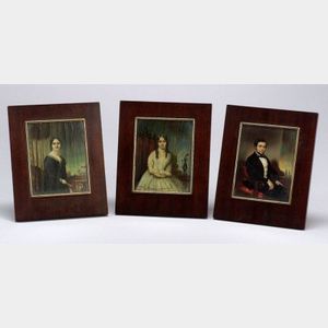 Three Rosewood Framed Victorian Portraits on Ivory