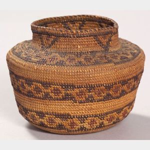 California Polychrome Coiled Basketry Jar