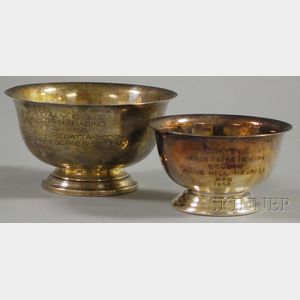Two Small Revere-type Bowl-form Yachting Trophies