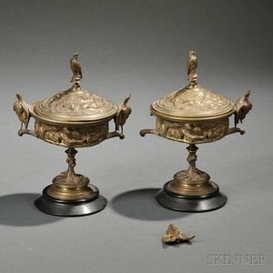 Jules Moigniez (French, 1835-1894) Pair of Bronze Covered Urns