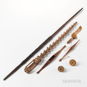 Six 19th Century Wooden Weaver's Tools