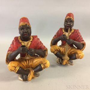Pair of Carved Wood Blackamoor Figures