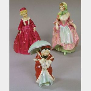 Two Royal Doulton Porcelain Figures and a Royal Worcester Porcelain Figure